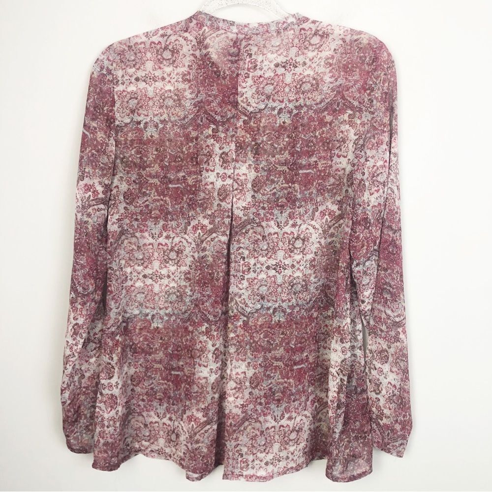 BCBGENERATION | Collarless Sheer Button Down Blou… - image 8